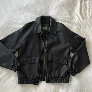 Levi's Women's Oversized Faux Leather Dad Bomber Jacket